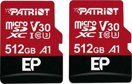 "Patriot Memory" PEF512GEP31MCX2 512GB A1/V30 atminties kortelė "Android" mobiliesiems telefonams ir planšetiniams kompiuteriams, 4K vaizdo įrašymas, 2 vnt.