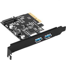 "PCI Express" 4X USB 3.1 Gen 2 dviejų A tipo prievadų išplėtimo kortelė, 10Gb/s 2 prievadų USB A Pcie kortelės išplėtimo adapteris, "Asmedia" mikroschemų rinkinio vidinis USB šakotuvo keitiklis staliniam kompiuteriui su "Windows