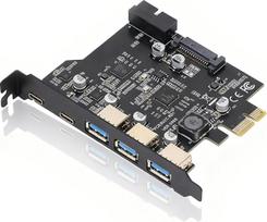"PCIe to USB 3.2 Gen 2" kortelė su 20Gb/s pralaidumu, 3 A tipo ir 2 C tipo USB prievadais, PCIe išplėtimo kortelė staliniam kompiuteriui