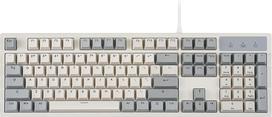 "Perixx PERIBOARD-108M" laidinė mechaninė USB klaviatūra Viso dydžio raudonas linijinis jungiklis Classic Retro Grey/White JAV anglų k.