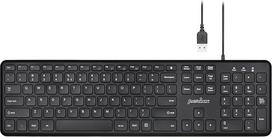 "Perixx PERIBOARD-210 US" laidinė pilno dydžio USB klaviatūra su tyliais žirkliniais klavišais staliniam kompiuteriui, nešiojamajam kompiuteriui ir planšetiniam kompiuteriui - juoda - JAV anglų kalba QWERTY