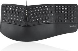 "Perixx PERIBOARD-330B" ergonominė laidinė klaviatūra, foninis apšvietimas, reguliuojama riešo atrama, žemo profilio klavišai, 2 USB 2.0 prievadai, JAV anglų kalba