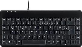 "Perixx PERIBOARD-409 P" kompaktiška mini PS/2 laidinė klaviatūra - 315 x 147 x 21 mm - 1,80 m ilgio laidas - QWERTZ vokiškas išdėstymas