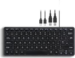 "Perixx PERIBOARD-416" mini USB klaviatūra su 4 šakotuvais, žirkliniais klavišais, dideliais mygtukais, nuimamu USB-A kabeliu, anglų kalba