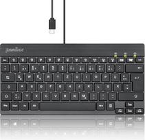 "Perixx PERIBOARD-426C" laidinė mini klaviatūra Žemo profilio, kompaktiško dizaino, 1,5 m ilgio USB-C kabelis, vokiškas QWERTZ išdėstymas