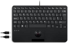 "perixx PERIBOARD-526 UK" laidinė mini USB klaviatūra su "Trackball", X tipo žirkliniai klavišai, 28,1 x 18,1 x 2,8 cm, 2 įmontuoti USB šakotuvai, UK anglų kalba