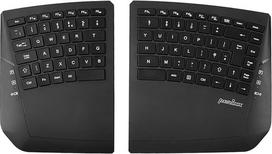 "perixx PERIBOARD-624B UK" belaidė ergonominė padalinta klaviatūra, iki 60 cm atstumas, reguliuojamas pasvirimo kampas, plokšti membraniniai klavišai, juoda, UK QWERTY