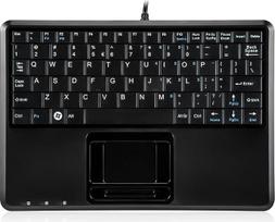 "Perixx" PERIBOARD-510HPLUS "Super Mini" klaviatūra su jutikliniu kilimėliu ir USB šakotuvu - JAV anglų kalbos išdėstymas - juoda