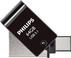 "Philips 2 in 1 OTG Edition Ultra Speed USB-C/USB 3.1 Dual USB Flash Drive USB Flash Drive 64GB, skirtas kompiuteriui, nešiojamajam kompiuteriui, kompiuteriui, ("Android") išmaniajam telefonui, planšetiniam kompiuteriui, itin mažas, skaitymo greitis iki 1