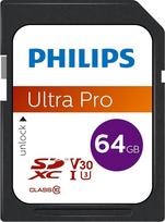 "Philips Ultra Pro" SDXC kortelė 64GB UHS-I U3 Skaitymo greitis iki 100MB/s V30 Atminties kortelė fotoaparatams, planšetėms, kompiuteriams, kortelių skaitytuvams, 4K UHD vaizdo įrašams