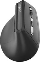 "Rapoo EV310M" vertikali belaidė pelė "Silent" - ergonomiška vertikali pelė belaidė "Bluetooth" ir USB 2,4 GHz, 3 įrenginiai, 5 mygtukai, vertikali pelė be laido, iki 2400 DPI, juoda
