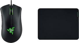 "Razer DeathAdder Essential (2021)" - "Essential" žaidimų pelė, juoda ir "Gigantus V2 Medium" - minkštas žaidimų pelės padas greitam žaidimui ir optimaliam valdymui, 360 x 275 x 3 mm - juoda