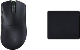 "Razer DeathAdder V3 Pro" belaidė ergonomiška elektroninio sporto pelė (juoda) ir didelis minkštas žaidimų pelės kilimėlis "Gigantus V2", skirtas greitam žaidimo stiliui ir optimaliam valdymui, 450 x 400 x 3 mm (juodas)
