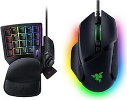 "Razer Tartarus V2" žaidimų klaviatūra juoda ir laidinė žaidimų pelė "Basilisk V3" (10+1 programuojamų mygtukų, "HyperScroll" pakreipimo ratukas) juoda