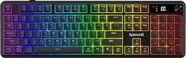 "Redragon K526 PRO RGB belaidė membraninė žaidimų klaviatūra, 104 klavišų mechaninė klaviatūra su LED informaciniu ekranu, medijos / apšvietimo sukimo rankenėle, švelniais linijiniais jungikliais ir programinės įrangos palaikymu