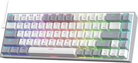 "Redragon K631 Gery 65% Wired RGB žaidimų klaviatūra, 68 klavišai, karšto keitimo kompaktiška mechaninė klaviatūra su 100 % karšto keitimo lizdu, nemokama modifikavimo plokštė su PCB, tylus raudonas linijinis jungiklis