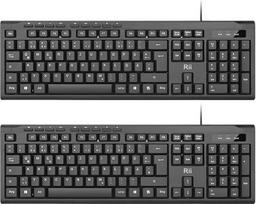 "Rii" (2 vnt.) Laidinė USB kompiuterio klaviatūra, skirta kompiuteriui, nešiojamajam kompiuteriui, "Mac", "Windows", "MacOS", QWERTZ vokiško išdėstymo - juoda
