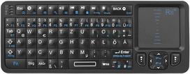 "Rii" mini "Bluetooth" klaviatūra su jutikliniu kilimėliu, belaidė klaviatūra su infraraudonųjų spindulių mokymosi funkcija ir foniniu apšvietimu, skirta "Android TV Box/Mac/Laptop/Windows/Tablet (vokiškas išdėstymas)