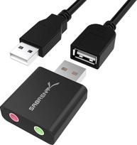 "Sabrent" aliuminio USB išorinis stereofoninio garso adapteris, skirtas "Windows" ir "Mac". Prijunkite ir naudokite Nereikia tvarkyklių. (Juodas) (AU-EMCB)