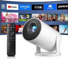 "Salange" mini projektorius palaiko 4K, "Android 14" su programėlėmis, išmanusis nešiojamasis projektorius su 5G "WiFi 6" ir "Bluetooth 5.4", nedidelis nešiojamasis projektorius, automobilinis raktas 8000L, 270° pasukimas, namų kinas lauke