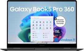 "Samsung Galaxy Book5 Pro 360 2-in-1" nešiojamasis kompiuteris, 16 colių ekranas, konvertuojamasis AI nešiojamasis kompiuteris, "Intel Core Ultra 7", 32GB RAM, 1 TB atminties, "Copilot+" kompiuteris, Mėnulio akmens pilkos spalvos