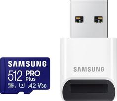 "Samsung PRO Plus" MB-MD512KB/WW 512GB UHS-I U3 Full HD ir 4K UHD 160MB/s skaitymo 120MB/s įrašymo atminties kortelė išmaniajam telefonui, dronui ar veiksmo kamerai - su USB kortelių skaitytuvu