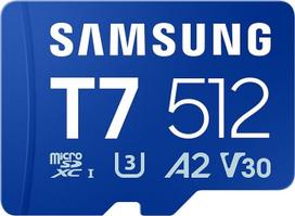 "Samsung T7 MicroSD" 512GB atminties kortelė, skirta mobiliesiems žaidimams išmaniuosiuose telefonuose, planšetiniuose kompiuteriuose ir nešiojamuosiuose pultuose, UHS-I U3, "Full HD" ir 4K UHD, 170MB/s skaitymo greitis, MB-MB512T/WW