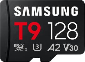 "Samsung T9 MicroSD" 128GB atminties kortelė, skirta naudoti dronuose, veiksmo kamerose ir 360° kamerose, UHS-I U3, Full HD ir 4K UHD, 200MB/s skaitymo, 130MB/s įrašymo, MB-MH128T/WW
