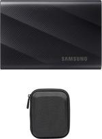 "Samsung" MU-PG1T0B/EU Nešiojamasis SSD diskas T9, 1 TB, 2 000MB/s skaitymo, 1 950MB/s rašymo, USB 3.2 Gen.2x2, skirtas kompiuteriams, išmaniesiems telefonams ir 12 tūkst. fotoaparatams, MU-PG1T0B/EU + "Amazon Basics" kietojo disko dėklas, juodas