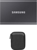 "Samsung" nešiojamasis SSD T7, 4 TB, USB 3.2 Gen.2, išorinis SSD kietasis diskas, pilkas, MU-PC4T0T/WW + "Amazon Basics" kietojo disko dėklas, juodas