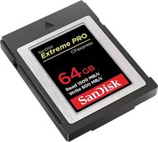 "SanDisk Extreme Pro CFexpress" B tipo 64GB atminties kortelė (1500MB/s skaitymas, 800MB/s rašymas, "RescuePRO Deluxe", sklandus RAW vaizdo įrašų apdorojimas, 4K, suderinamumas su XQD)