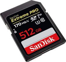 "SanDisk Extreme PRO" 512GB SDXC atminties kortelė iki 170MB/s, UHS-1, 10 klasė, U3, V30