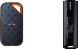 "SanDisk Extreme PRO" nešiojamasis SSD išorinis SSD diskas 4TB ir "Extreme PRO" USB 3.2 kietojo kūno atmintinė 128GB