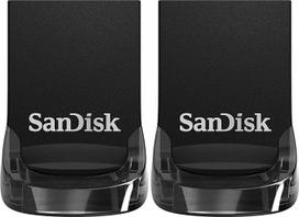 "SanDisk Ultra Fit" USB 3.2 atmintinė 128GB (skirta nešiojamiesiems kompiuteriams, žaidimų konsolėms ir automobilių garso sistemoms, prijungiama ir naudojama, 400MB/s skaitymo greitis, "RescuePRO Deluxe" programinė įranga) (2 vnt.)