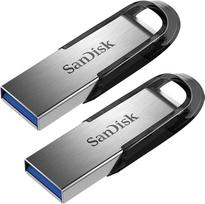 "SanDisk Ultra Flair" USB 3.0 atmintinė 64GB (tvirtas ir elegantiškas metalinis korpusas, apsauga nuo slaptažodžio, 150MB/s skaitymo greitis), juoda (2 vnt.)