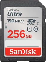 "SanDisk Ultra SDXC UHS-I" 256GB atminties kortelė (skirta pradinio ir vidutinio lygio kompaktiniams fotoaparatams, "Full HD" vaizdo įrašams, U1, C10, V10, iki 150MB/s skaitymo greitis)