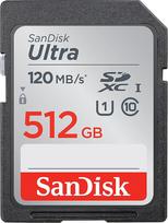 "SanDisk Ultra SDXC UHS-I" 512GB atminties kortelė, skirta pradinės ir vidutinės klasės kompaktiniams fotoaparatams U1 10 klasės, 120MB/s perdavimo greitis
