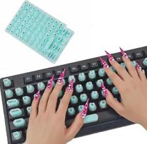 "Se7enline" klaviatūros burbuliukai ilgiems nagams, minkšti silikoniniai lipdukai moterims, nagų meno klavišų dangteliai staliniams kompiuteriams, suderinami su "Apple Magic Keyboard/HP/Dell/Corsair/Razer", mėlyni