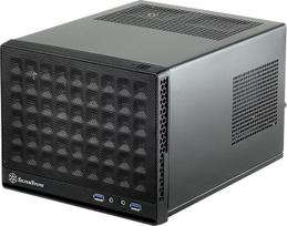 "SilverStone" SST-SG13B "Sugo Mini-ITX" kompaktiškas kubo korpusas, tinklelio formos priekinis skydelis, juodas