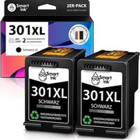 "Smart Ink" atkurtos rašalo kasetės, skirtos pakeisti HP 301XL 301 XL (2 juodos spalvos pakuotės), skirtos HP Envy 4500 4504 5530 DeskJet 2540 3050 2510 1510 1000 1050 2050 3050A Officejet 2620 2622 4630