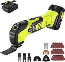 "SnapFresh Oscillation Tool" daugiafunkcinis įrankis 20 V Multimaster, 6 greičiai 5000-18000 aps/min, 3,2° osciliacijos kampas, skirtas šlifuoti pjovimo pjūklus (su 24 priedais, akumuliatoriumi ir įkrovikliu)