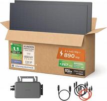 "Solarway Balcony Power Station" 800 W su 890 Wp saulės moduliais - pilnas komplektas su "Hoymiles HiFlow 800" inverteriu - 2 x 445 W dvimačiai juodi saulės kolektoriai - mini fotovoltinė sistema kištukiniam lizdui, įskaitant priedus