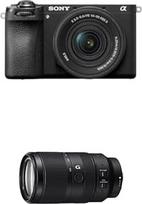 "Sony Alpha 6700" sisteminis fotoaparatas (APS-C) su 16-50 mm II objektyvu - automatinis fokusavimas su dirbtiniu intelektu, 5 ašių stabilizavimas, 4K 120p vaizdo įrašai, jutiklinis ekranas, idealiai tinka vaizdo tinklaraščiams ir nuotraukoms + SEL70350