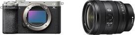 "Sony Alpha 7C II" beveidrodis viso kadro fotoaparatas su SEL2450G (kompaktiškas, 33 MP, realaus laiko automatinis fokusavimas, 10 BPS, 4K vaizdo įrašas, pasukamas LCD jutiklinis ekranas) Sidabrinė/juoda
