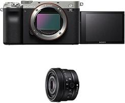 "Sony Alpha 7C" beveidrodis E-Mount pilno kadro skaitmeninis fotoaparatas ILCE-7C (24,2 MP, 7,5 cm (3 colių) jutiklinis ekranas, realaus laiko AF) Korpusas - sidabro/juodos spalvos + objektyvas 40 mm f2,5