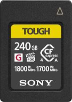 "Sony CFexpress Type A 240GB Tough" (CEAG240T) - "VPG400" didelės spartos G serija, 1800MB/s skaitymo, 1700MB/s įrašymo, IP57, atsparus karščiui - puikiai tinka 4K/8K vaizdo įrašams ir didelės spartos fotografijai