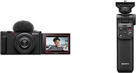 "Sony" tinklaraščio kamera ZV-1F Skaitmeninis fotoaparatas (sulankstomas ir pasukamas ekranas, 4K vaizdo įrašas, sulėtintas judesys, tinklaraščio funkcijos) + "Bluetooth" rankena ir mikrofonas