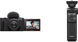 "Sony" ZV-1II Vlog kamera, skaitmeninis fotoaparatas (plačiakampio priartinimo objektyvas, reguliuojamas ekranas, skirtas vloginti, 4K vaizdo įrašas, daugiakryptis mikrofonas) + "Bluetooth" rankena
