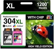 "Starink 304XL" spausdintuvo kasetės, suderinamos su HP 304 XL daugiapakuote, skirta "HP Envy 5030 5000 5010" spausdintuvo kasetėms, "HP Deskjet 3750 3700 2600 2630" spausdintuvo kasetėms (juoda/spalva, 2 vnt.)