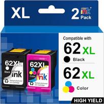 "Starink 62 XL" kasetės, suderinamos su HP 62 spausdintuvo kasetėmis, skirtomis 5540 5640 5544 5660 HP OfficeJet 200 5740 5745 8040 (juoda/spalva, 2 vnt.)
